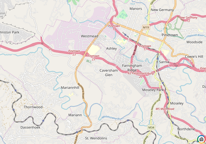 Map location of Caversham Glen